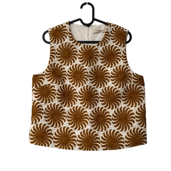 Odeeh Asters Quilted Neutral Rock Print Sleeveless Top Womens Size 38 - Picture 1 of 5